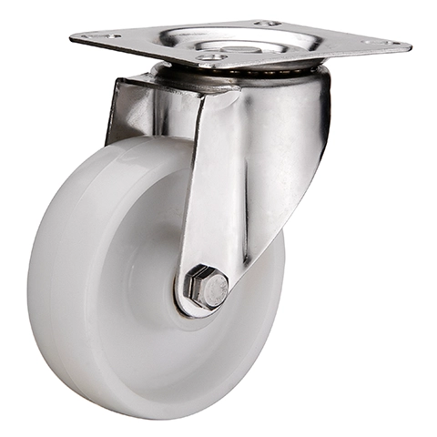 SCpn 80 SS - Большегрузное нейлоновое колесо 200*50мм (нерж.сталь, площ., пов, шарикоподш.)